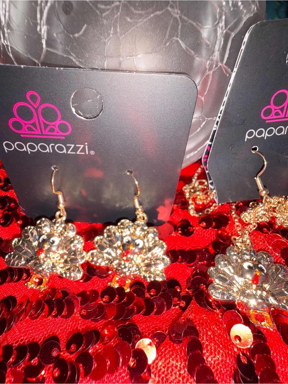 Paparazzi Gold  Turkey Drop Earrings - Gold and necklace.
